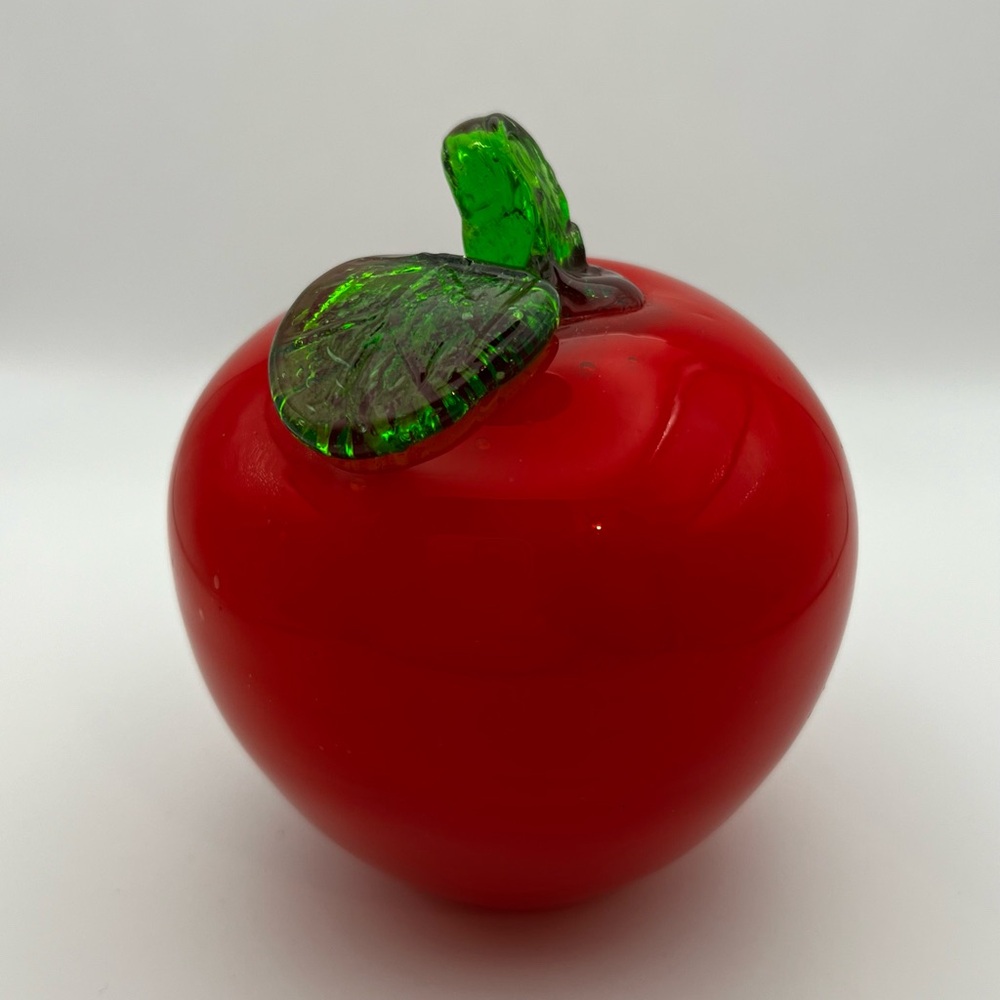 Vintage hand Blown glass apple fruit murano style hand blown glass red apple